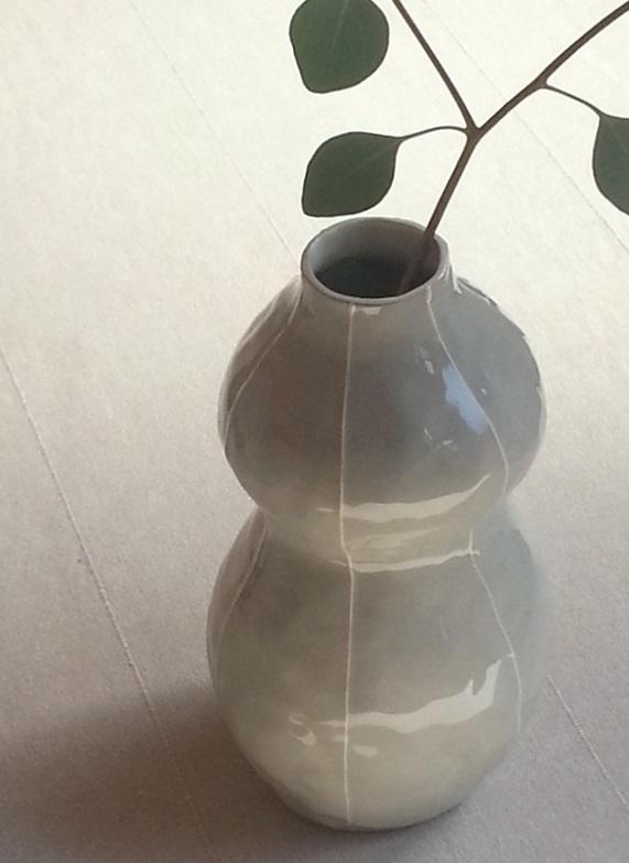 kri kri ceramic vase, gray, torso shape